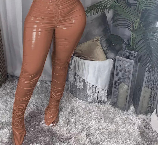 High waist leather pants