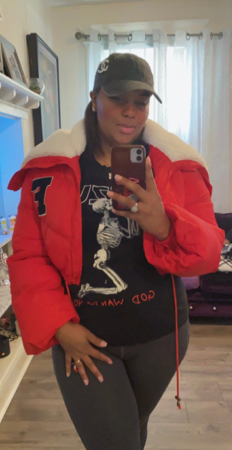 Crop Varsity puffer